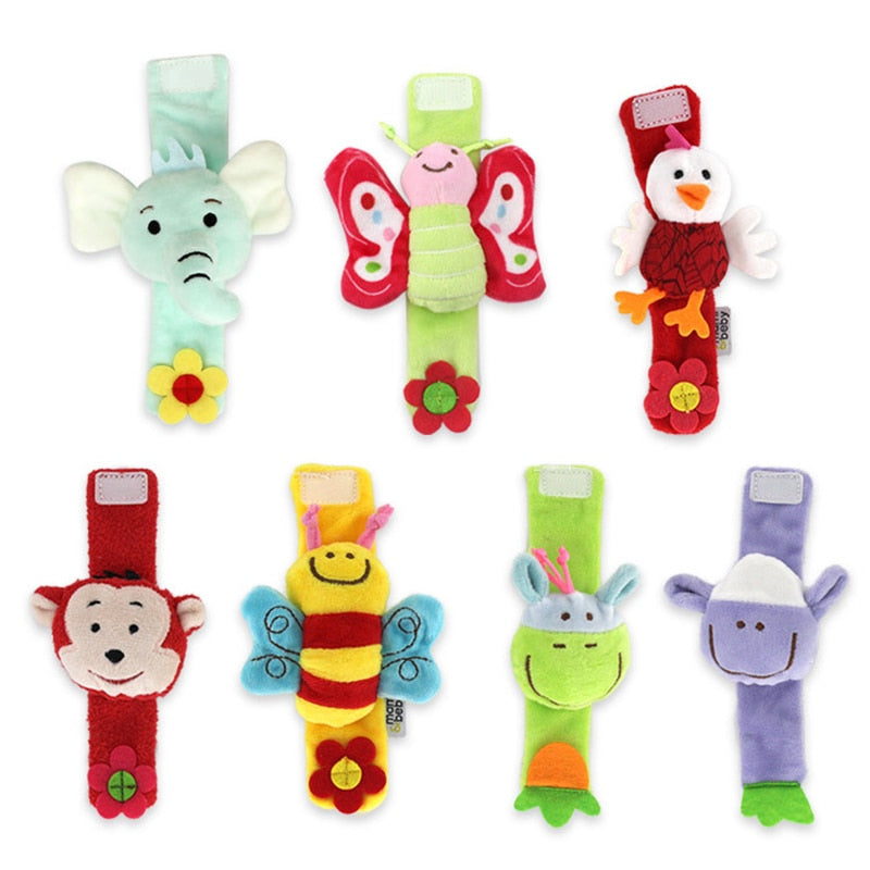 Baby Infant Animal Rattles Toys Soft Plush Animal Hand Wrist Strap Rattles Educational Toy Boys Girls Baby Toys 0-12 Months Gift